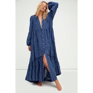 Free People Edie Dress Maxi Blue NWOT